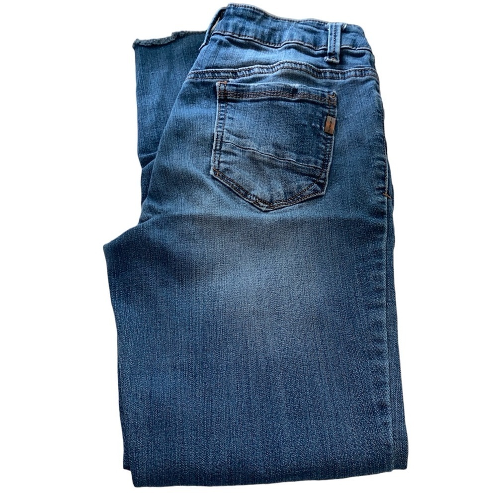 1822 Denim jeans button/zip closure tapered to ankle 5 pockets distressed Size 6